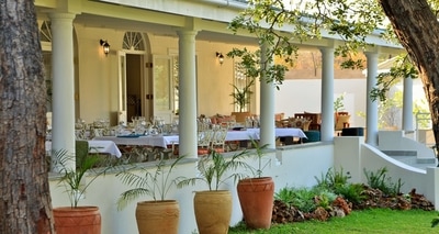 Dining veranda at Batonka Guest Lodge, Victoria Falls