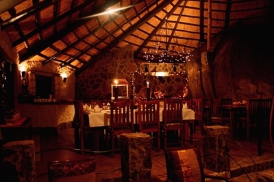 Dining area interior at Big Cave Camp, Matobo National Park