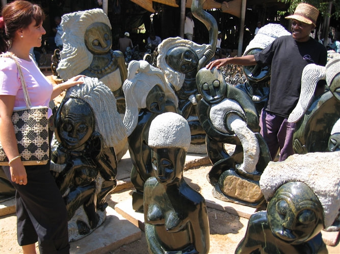 Stone carvings at Victoria Falls Craft Market