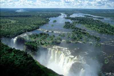 Aerial view of the Victoria Falls, Zambezi River
