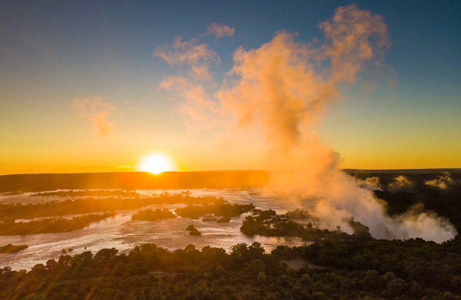 The Victoria Falls at sunrise